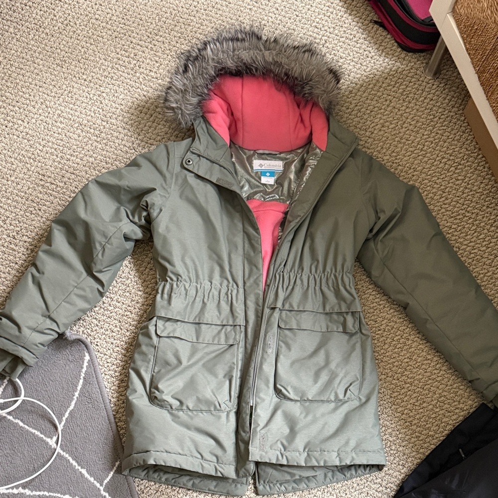 Columbia Olive Jacket with Fur Hood